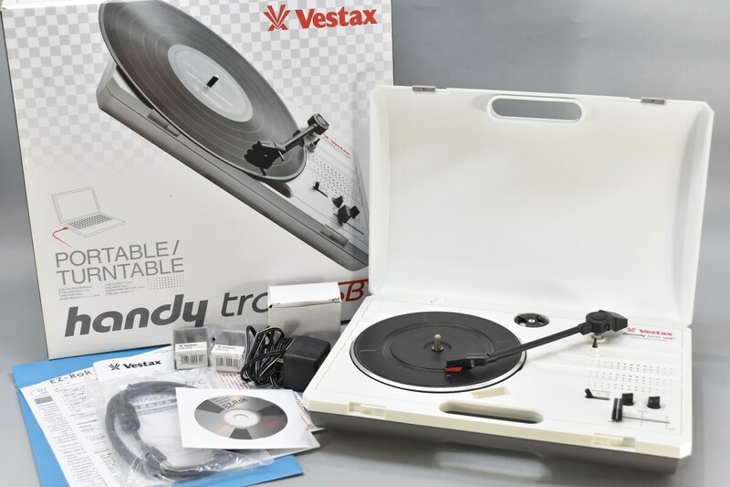 VESTAX ポータブル レコードプレーヤー Handy Trax USB ホワイト スピーカー内蔵 録音ソフト 交換針付 ターンテーブル NU-208G