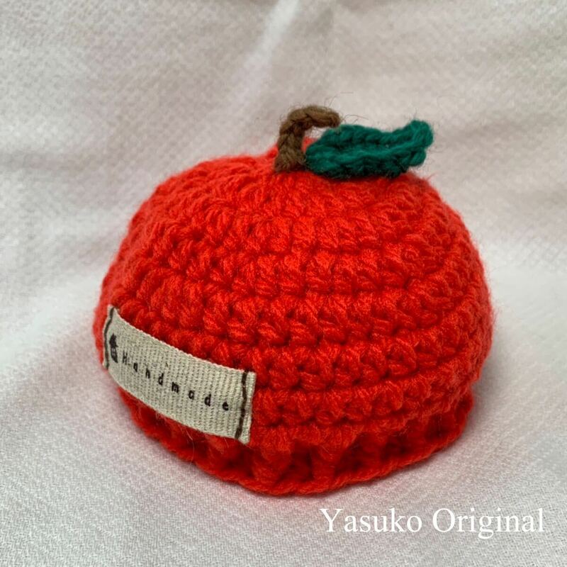ヤスコの小さな洋服屋さん◆リンゴ帽子D-0006◆赤◆メルちゃん◆ハンドメイド◆手編み