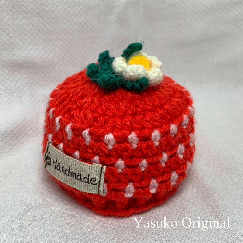 ヤスコの小さな洋服屋さん◆イチゴ帽子D-0007◆赤◆メルちゃん◆ハンドメイド◆手編み