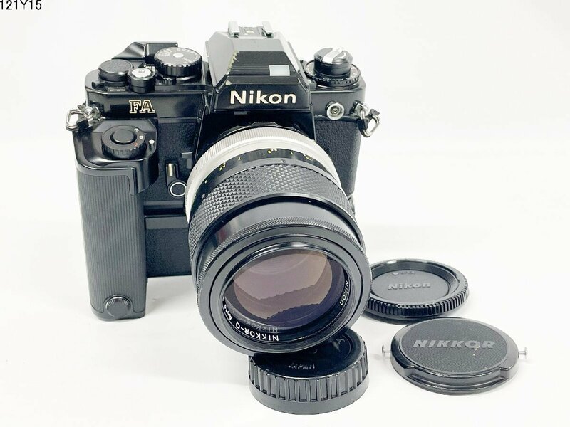 ★シャッターOK◎ Nikon ニコン FA NIKKOR-Q Auto 1:2.8 f=135mm 一眼レフ フィルムカメラ ブラックボディ カメラ レンズ MD-15 121Y15-7