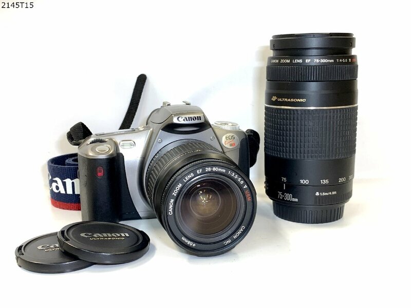 ★シャッターOK◎ Canon キャノン EOS KissⅢL EF 75-300mm 1:4-5.6Ⅲ USM EF 28-80mm 1:3.5-5.6Ⅴ USM 一眼レフ フィルムカメラ 2145T15-8