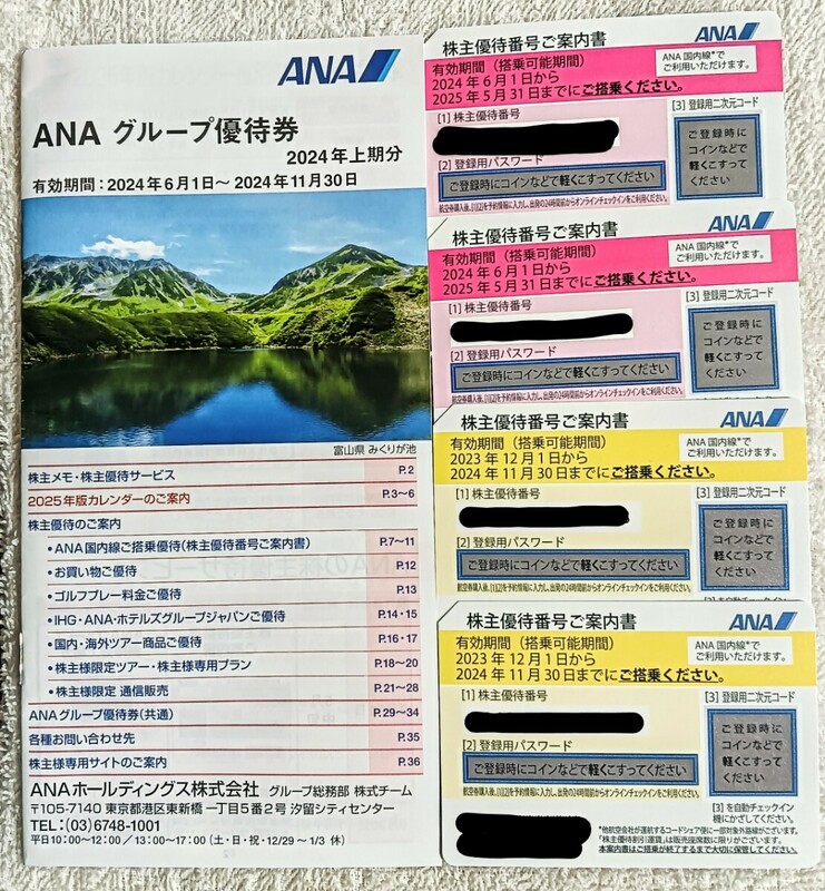 ANA国内線ご搭乗優待4枚　全日空　ANA グループ優待券1冊