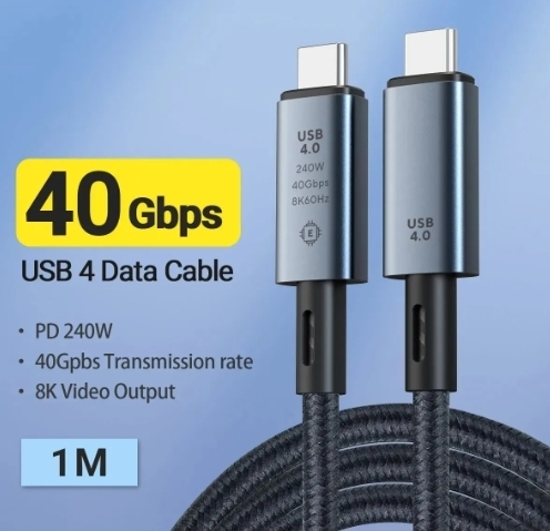 【新品】USB4.0 100cm 40Gbps 240W Thunderbolt4 USB Type C to C 変換ケーブル 検品済み 青