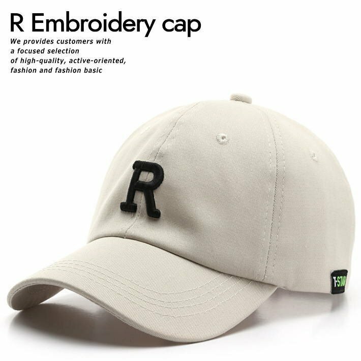 キャップ 帽子 メンズ レディース R アール 刺繍 シンプル 新品 1円 スタート 9009978 I-7 ベージュ