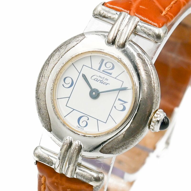 1円 稼働 Cartier カルティエ マストコリゼ W1011455 2411 SV925 QZ クオーツ 白文字盤 シルバー レディース 腕時計 ブランド 340520240507
