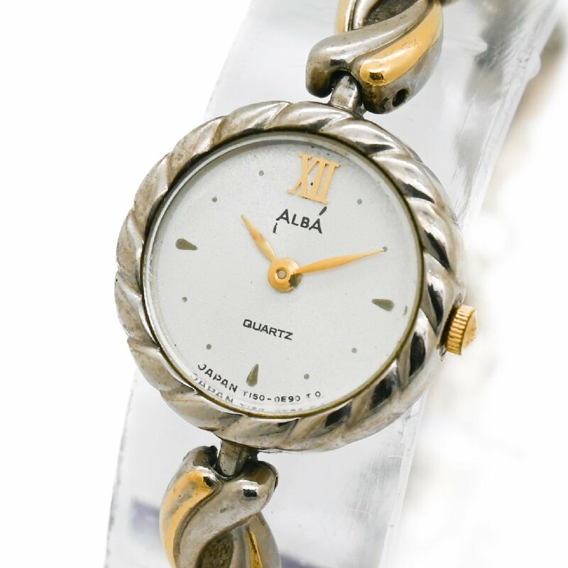 1円 SEIKO セイコー ALBA アルバ Y150-0B80 QZ クオーツ シルバー 銀文字盤 レディース 腕時計 ラウンド ブランド ウォッチ 315520240423