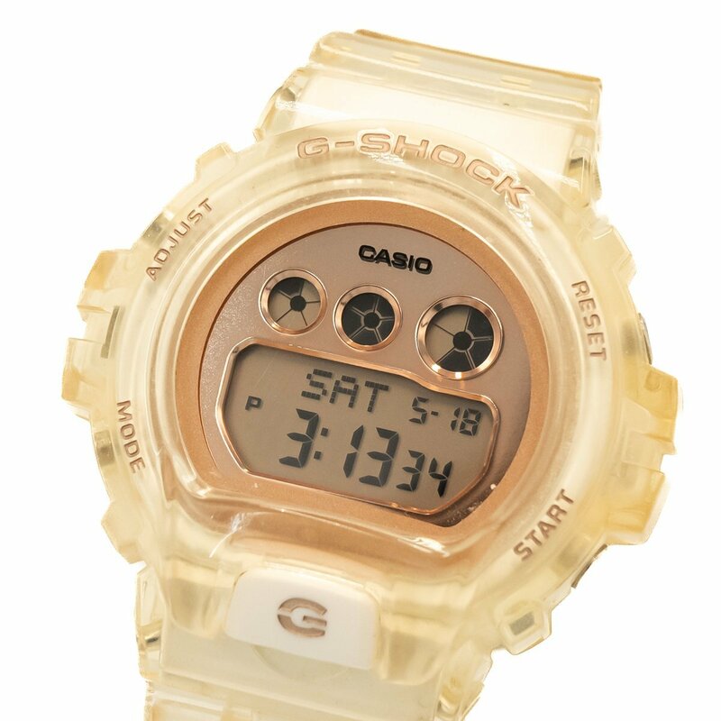 1円 稼働 良品 箱/保証書付 CASIO G-SHOCK Gショック GMD-S6900SR ミッドサイズモデル スケルトン QZ ピンク文字盤 腕時計 0411920240528