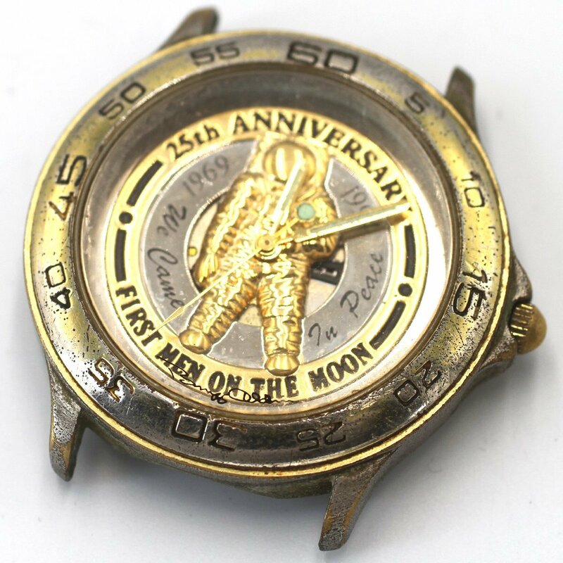 1円 APOLLO アポロ11号 月面着陸25周年記念 限定品 リミテッドエディション QZ クオーツ 腕時計 ゴールド ユニセックス 0411420240528
