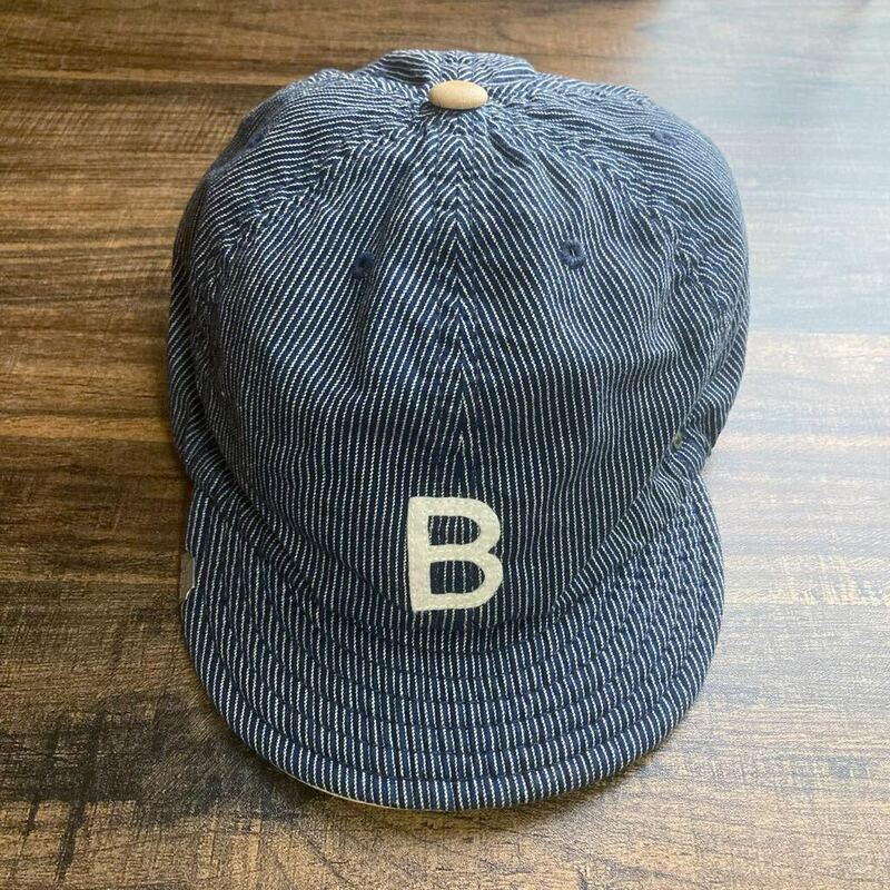 DECHO × ANACHRONORM デコー × アナクロノーム BEAT INITIAL CAPS STRIPE #3「B」 ヒッコリー デニム ストライプ ワーク キャップ size.1