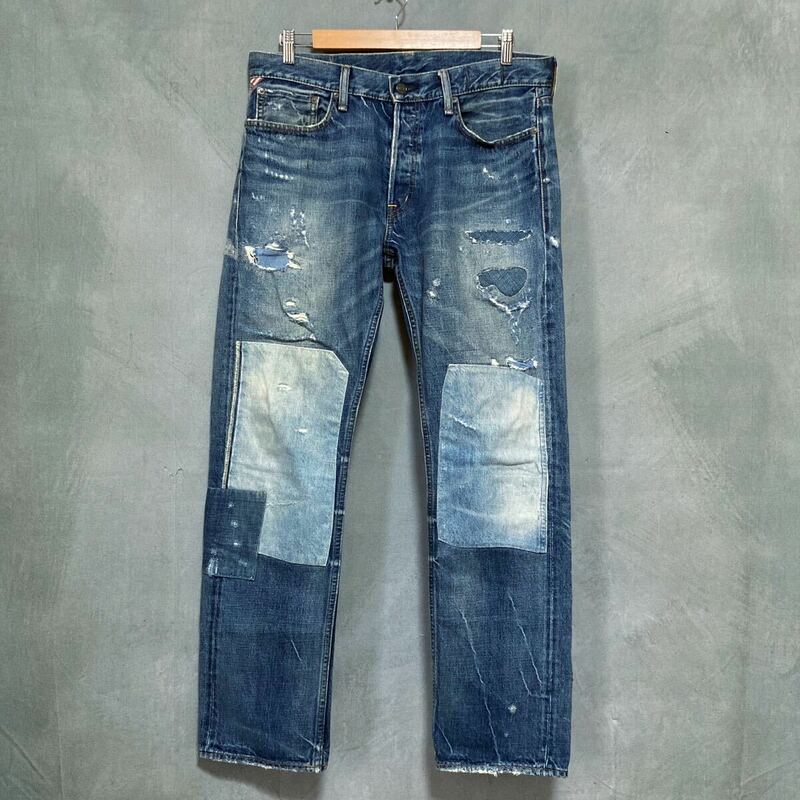 希少 Denim&Supply Ralph Lauren デニムサプライ ラルフローレン パッチワーク 小窓 ダメージ リペア デニムパンツ size.W32L30 インディゴ