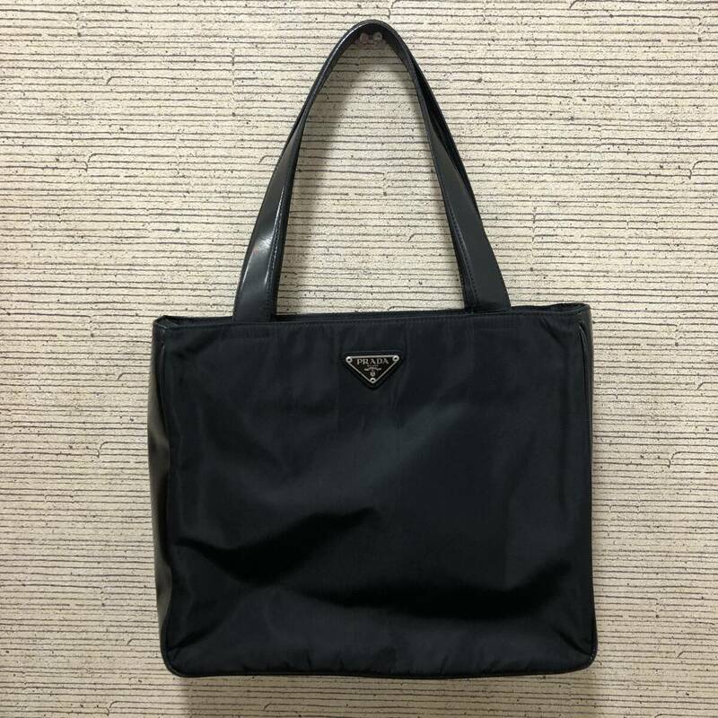 【中古】PRADA プラダ ナイロン×レザー トートバック ハンドバック レディース ブラック系