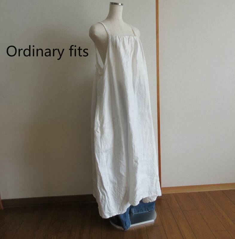 ordinary fits★オーディナリーフィッツ　ホワイト　リネンロングワンピース　０サイズ