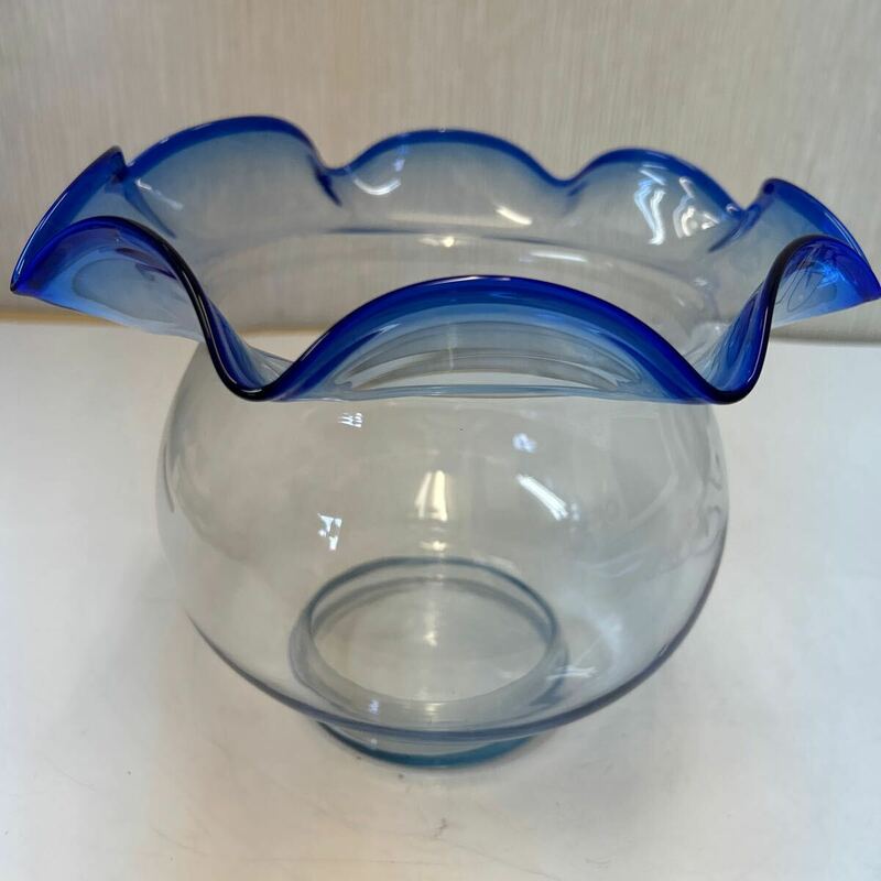 ヤ 100 金魚鉢 メダカ 昭和レトロ レトロ 水槽 フリル インテリア ガラス ガラス製 