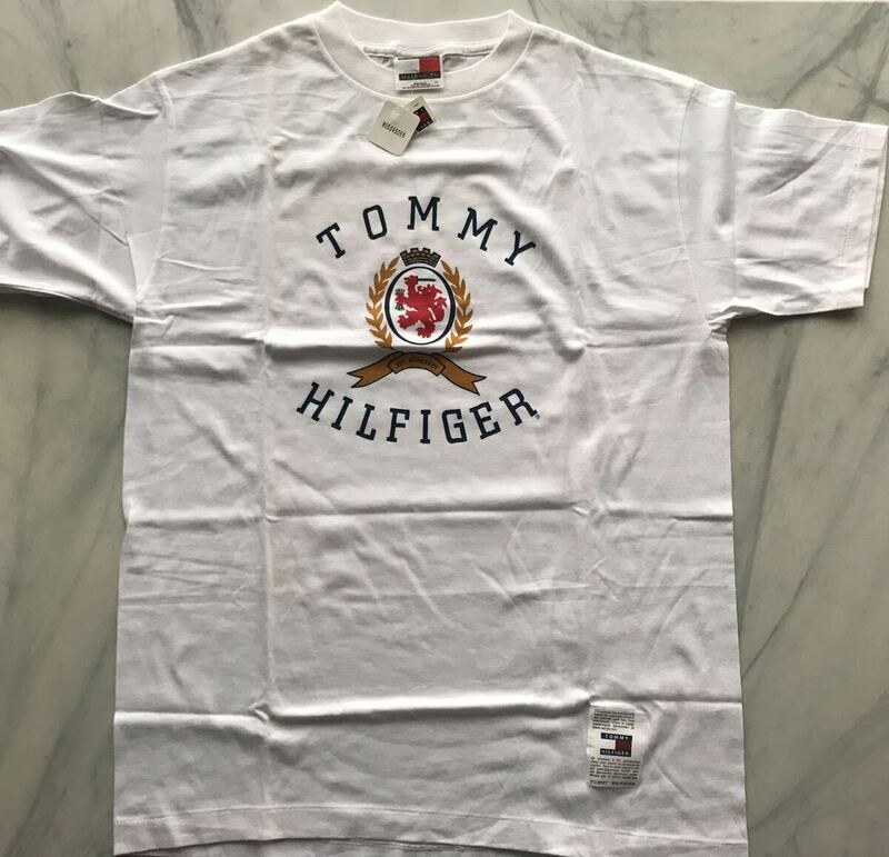 【希少品・ヴィンテージ】TOMMY HILFIGER Tシャツ　90’s　US製　ロゴ　タグ付き　L/L　トミーヒルフィガー【未使用】