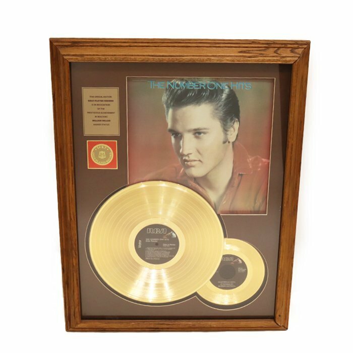 【レコード】エルヴィス プレスリー(Elvis Presley)THE NUMBER ONE HITS ゴールドディスク 24kt GOLD PLATED RECORD ロックンローラー 額縁