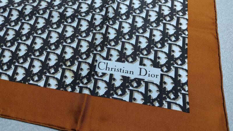 Christian Dior クリスチャンディオール スカーフ ロゴ トロッター 総柄 ブラウン系