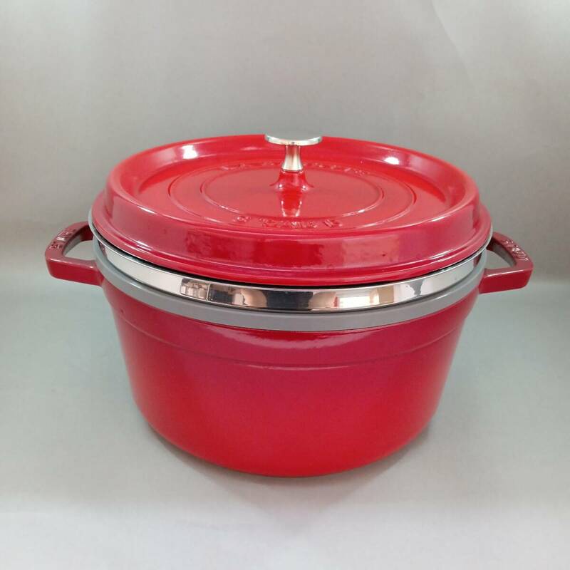 ◆ストウブ staub 26㎝ 両手鍋 スチーマー 蒸し器 セット レッド 赤 チェリー◆ys26723