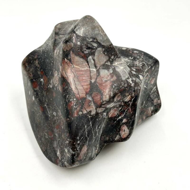 ◆ 水石 盆石 鑑賞石 重量約2000ｇ◆　赤 レッド 黒 ブラック 灰 グレー 白 ホワイト 茶 ブラウン 