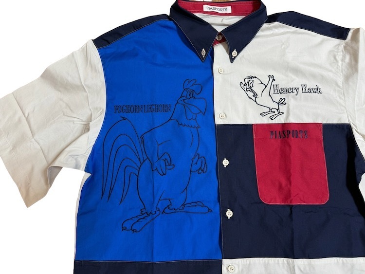 PIASPORTS ピアスポーツ ヘンリーホーク　フォグホーン　レグホーン刺繍半袖シャツ　サイズⅣ