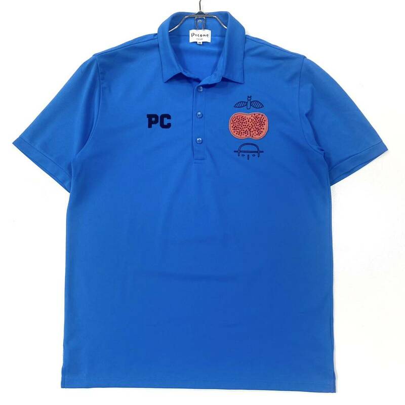 PICONE/ピッコーネ ゴルフウェア 半袖ポロシャツ ストレッチ素材 メンズ46/参考サイズM ブルー