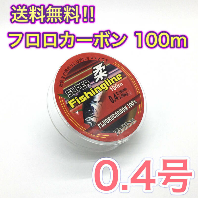 L50匿名配送・フロロカーボン 0.4号 100m巻き 道糸　リーダー