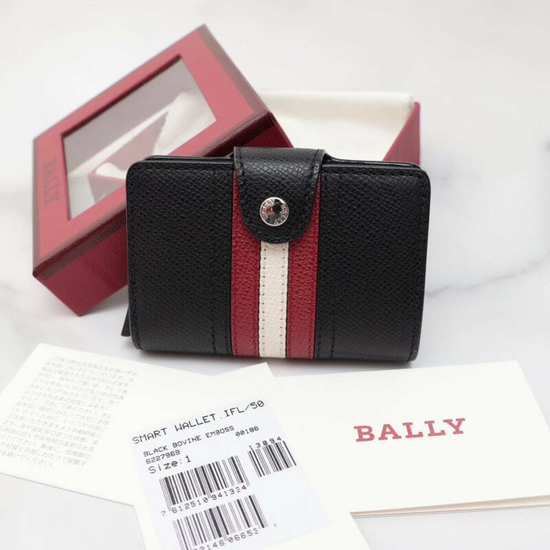 未使用 BALLY バリー スマートウォレット カードケース 名刺入れ レザー ブラック 黒 JAL