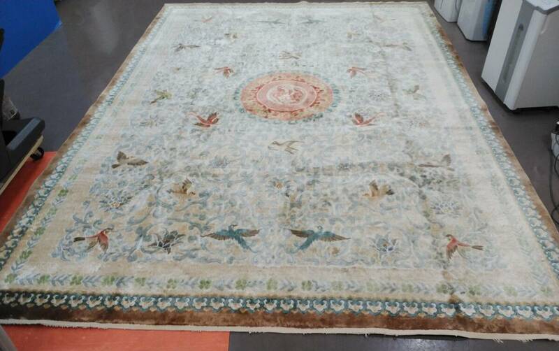 大判 大型 手織り シルク100% 中国段通 絨毯 カーペット ラグ 幅333cm×243㎝ ペルシャ絨毯やトルコ絨毯好きにも