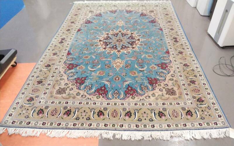 手織り 大判 ペルシャ絨毯 タブリーズ ウール 50ラッジ ヴィンテージ ヘレケ、トルコ絨毯好きにも