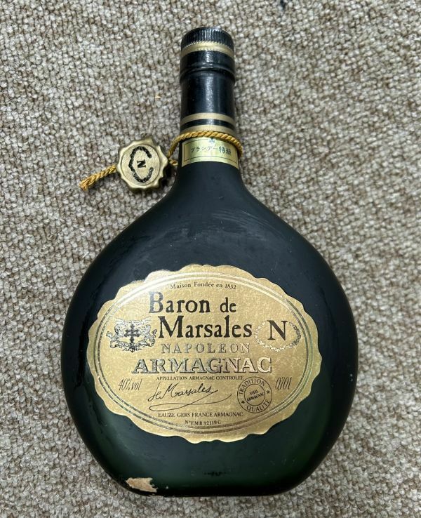 【A70】未開栓 古酒 Baron de Marsales NAPOLEON ARMAGNAC バロンドマルサリス ナポレオン アルマニャック ブランデー 40% 現状品