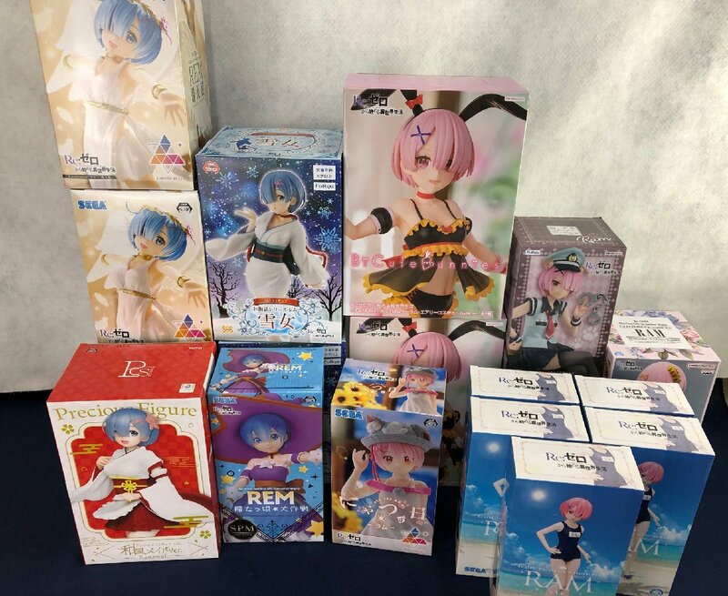 ☆未使用品☆【未開封】フィギュア18点セット Re:ゼロから始める異世界生活 ラム・レム SEGA BANDAI FuRyu TAITO ※ダブりあり