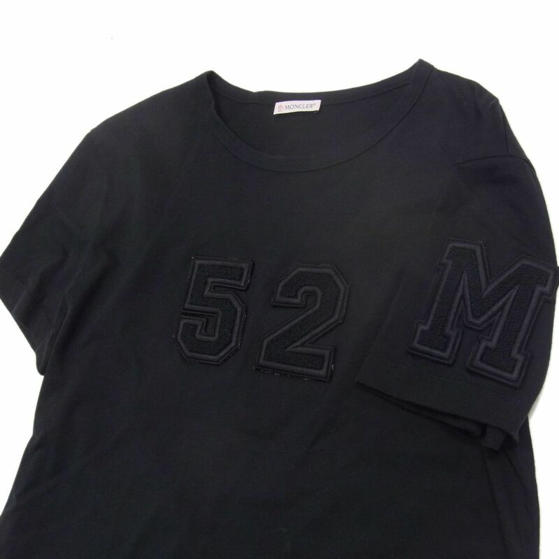 極美品 夏物 定価5万◇MONCLER MAGLIA T-SHIRT 半袖Ｔシャツ ブラック モンクレール ロゴマーク メンズ トップス