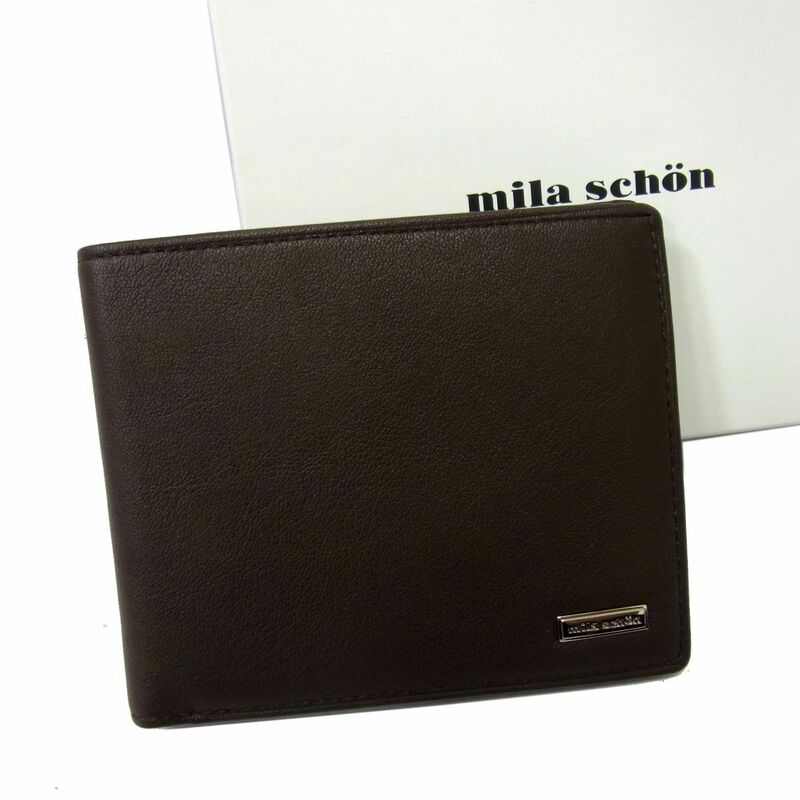 新品■Mila schon ミラショーン 二つ折り財布 レザーウォレット メンズ