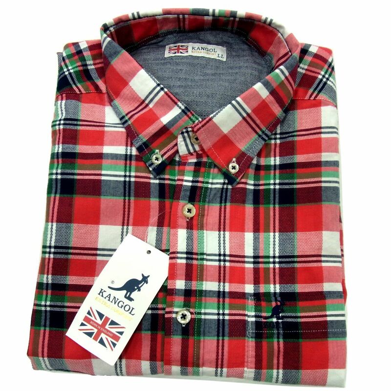 新品■KANGOL 半袖 チェックシャツ メンズ LLサイズ 大きいサイズ カンゴール 1円スタート