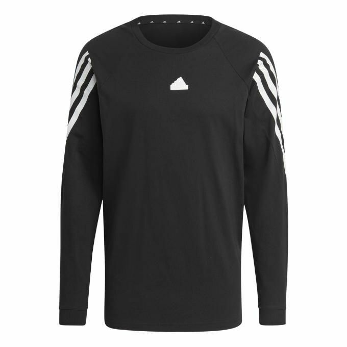 ★アディダス adidas 新品 メンズ スリーストライプス クルーネック 長袖 コットン Tシャツ ロンT 黒 2XLサイズ[IC3755-2XL]三 零★QWER★