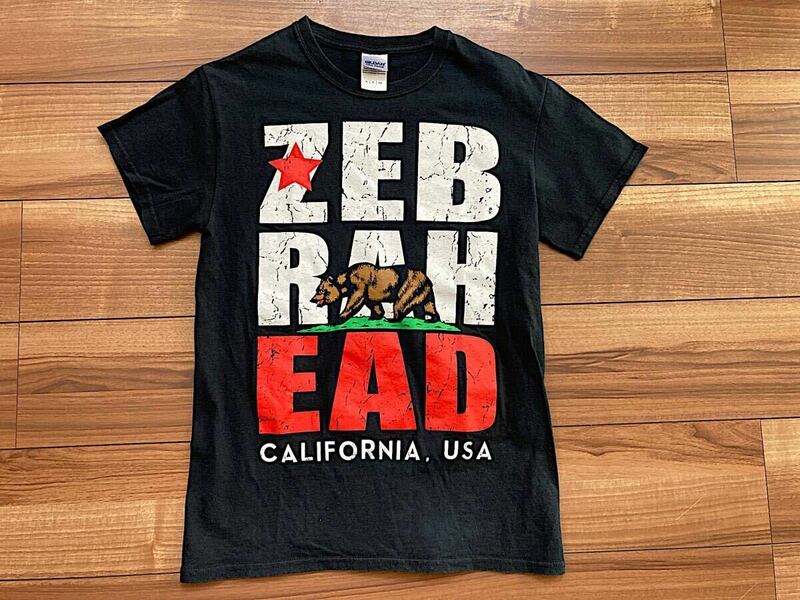 Sサイズ ZEBRA HEAD ゼブラヘッド GILDAN ギルダン 半袖 バンドTシャツ 黒 ブラック カリフォルニア アメカジ 古着 ゼブへ シマウマ ロック