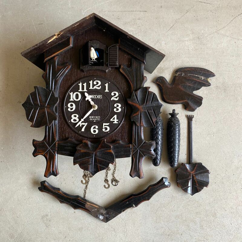 【FZ241169】 セイコー 鳩時計 木製 レトロ アンティーク 壁掛け時計 