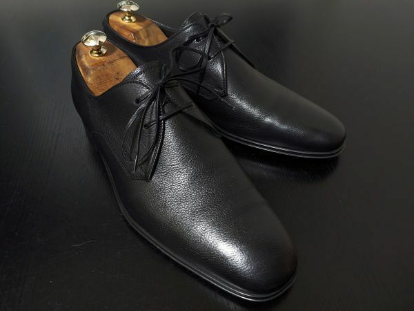 極美品 試し履き程度 フェラガモ 7.5EE Ferragamo グレインレザー ソフトドレスシューズ プレーントゥ 8655