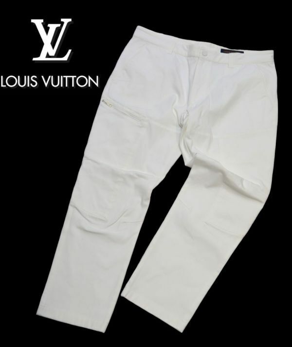 国内正規 Louis Vuitton スライドジップ テーパードパンツ ルイヴィトン ベイカーパンツ カーゴパンツ RM181M FAC HEP53W ホワイト 44 K-13