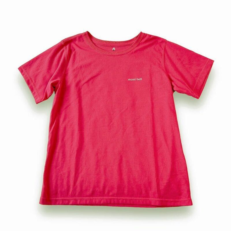 mont-bell/モンベル 半袖Tシャツ ワンポイントロゴ クルーネック アウトドア 古着 レディースL ピンク