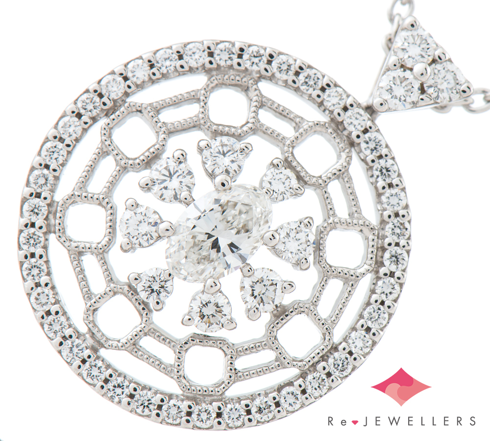モニッケンダム計0.83ct 18金ホワイトゴールド ペンダント・ネックレス【中古】