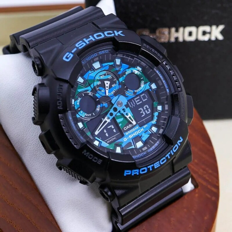 ◆美品 稼働 G-SHOCK 腕時計 迷彩 ブルー アナデジ メンズ f