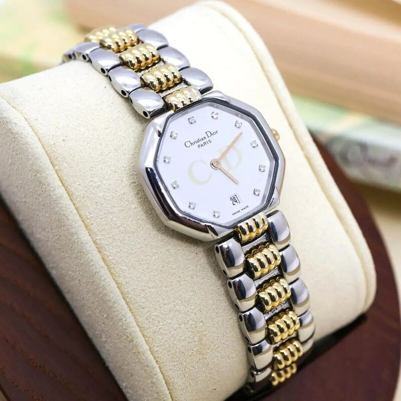 《美品》Christian Dior 腕時計 ストーンインデックス オクタゴンy 
