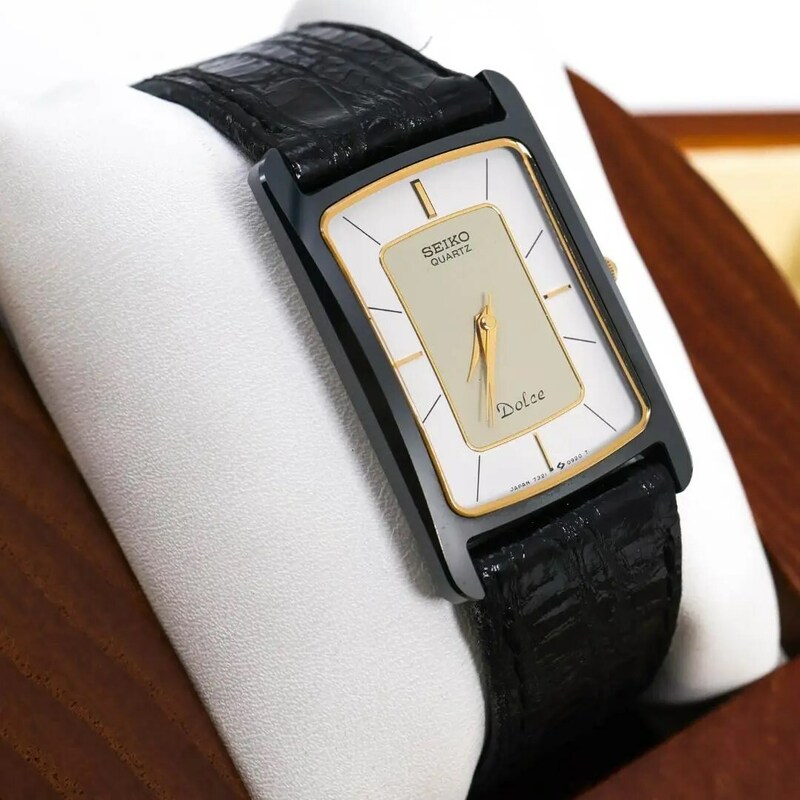 ◆希少 稼働 SEIKO Dolce 腕時計 セラミックス レザーベルト 美品I