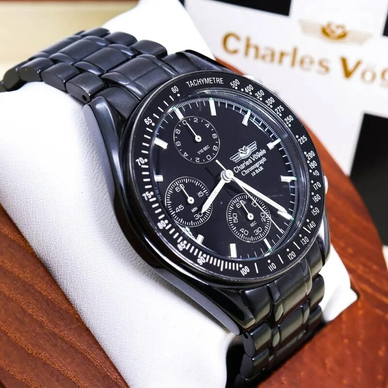 ◆稼働 Charles Vogele 腕時計 クロノグラフ メンズ 新品電池 y