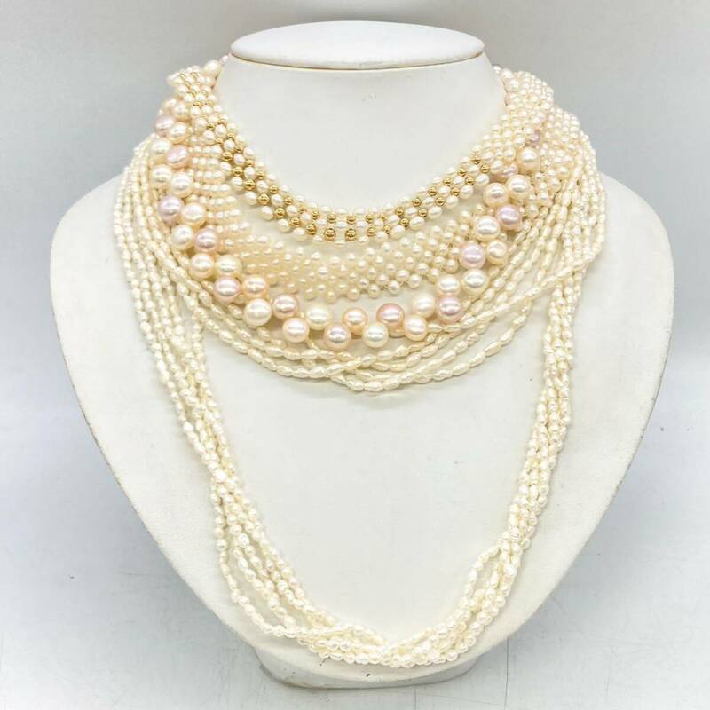 ■淡水パールネックレス5点おまとめ■m重量約177g 淡水真珠 真珠 本真珠 pearl Pearl necklace accessory ルース DA0