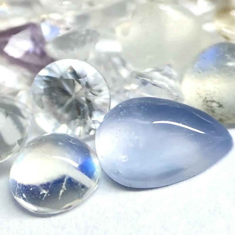 大量!!■白系色石おまとめ■m100ctルース 裸石 宝石 ジュエリー jewelry ブルームーンストーン 水晶 bluemoon stone quartz