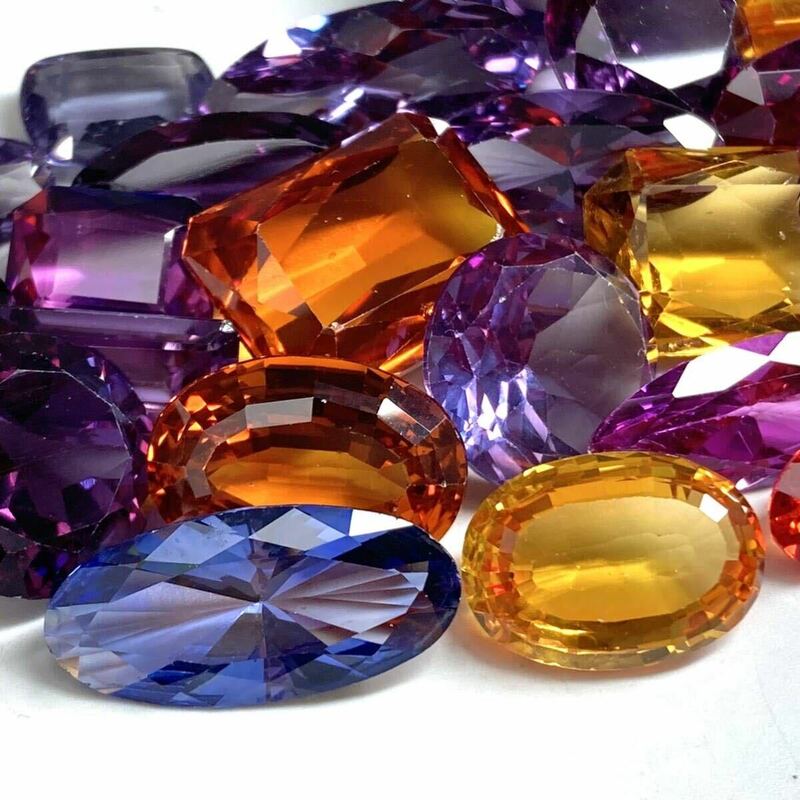 ■合成カラーストーンルース24点おまとめ■◎m約250ct 裸石 宝石 Sapphire色石 カラーストーン コランダム ping jewelry CE0 