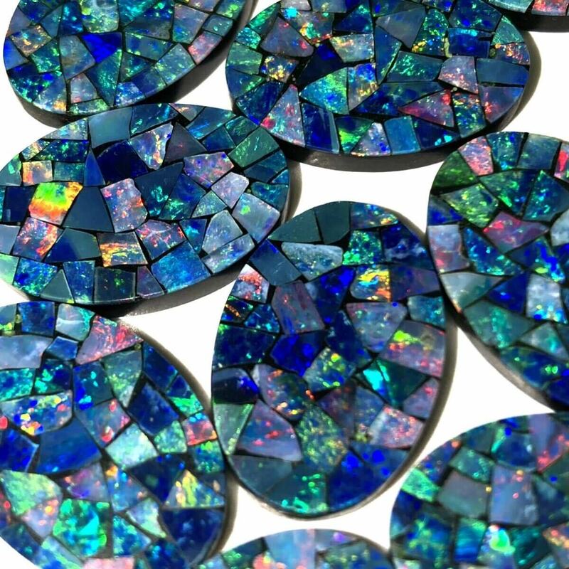 ■ダブレットオパール17点おまとめ■◎m約30g 150ct ルース 裸石 宝石 ジュエリー jewelry opal 遊色 ダブレット 虹 CE0