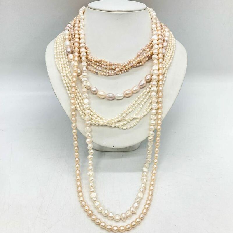 ■淡水パールネックレス5点おまとめ■m重量約242g 淡水真珠 真珠 本真珠 pearl Pearl necklace accessory ルース DA0