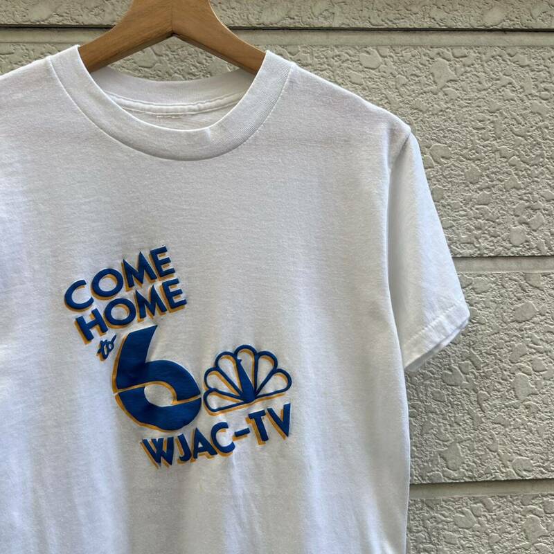 80s 90s USA古着 白 プリントTシャツ 半袖Tシャツ シングルステッチ 発泡プリント アメリカ古着 vintage ヴィンテージ ロゴ ホワイト